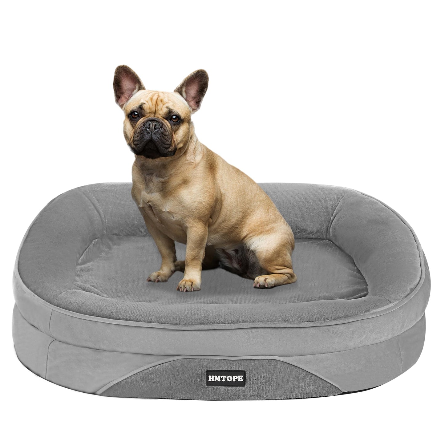 HMTOPE Orthopaedic Dog Bed, Dog Sofa, Four-Sided Bolster Cushion, Non-Slip Underside, Dog Basket, Removable and Washable, Medium Dogs, Large Dogs, 106 x 79 x 17 cm, Dark Grey