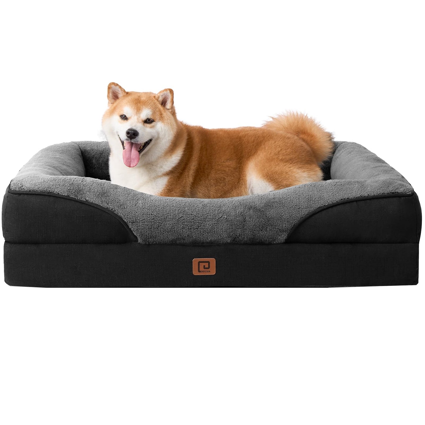 EHEYCIGA Orthopädisches Hundebett Grosse Hunde, Memory Foam Waschbar und Wasserdicht Hundekorb mit 4 Rändern, Hundesofa Hundecouch rutschfest, Beige, 106.5x76x18.5 cm