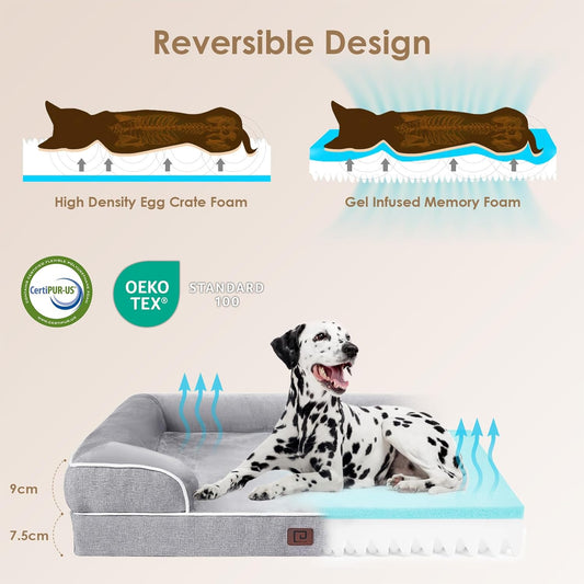 EHEYCIGA Orthopädisches Hundebett Grosse Hunde, Memory Foam Hundekorb Mittelgroße Hunde, Waschbar Hundesofa Wasserdicht rutschfest, Hundecouch mit Hohem Rand