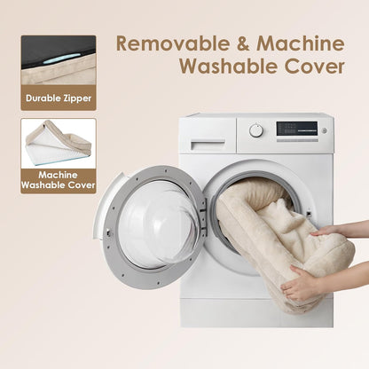 EHEYCIGA Orthopädisches Hundebett Grosse Hunde, Memory Foam Waschbar und Wasserdicht Hundekorb mit 4 Rändern, Hundesofa Hundecouch rutschfest, Beige, 106.5x76x18.5 cm