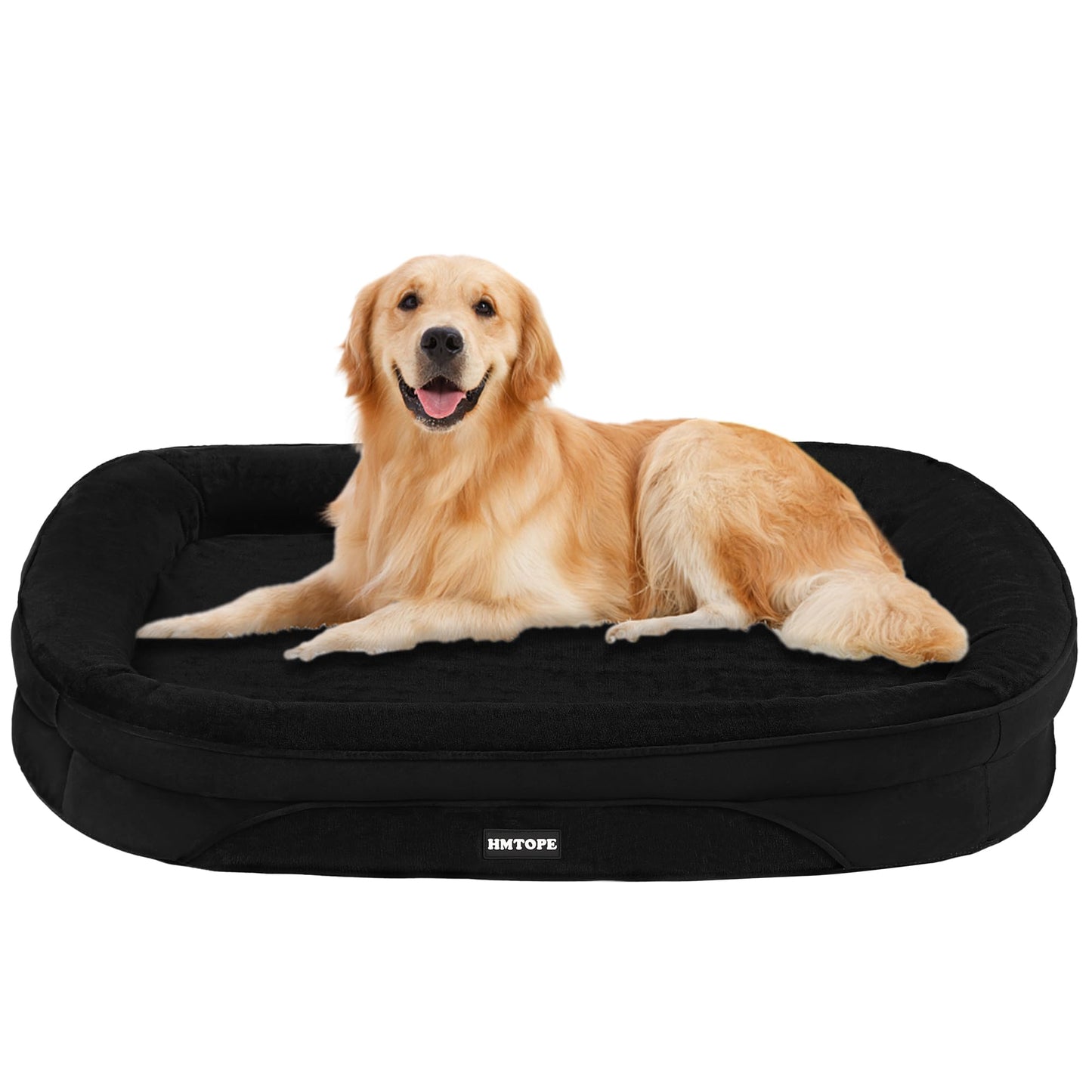 HMTOPE Orthopaedic Dog Bed, Dog Sofa, Four-Sided Bolster Cushion, Non-Slip Underside, Dog Basket, Removable and Washable, Medium Dogs, Large Dogs, 106 x 79 x 17 cm, Dark Grey