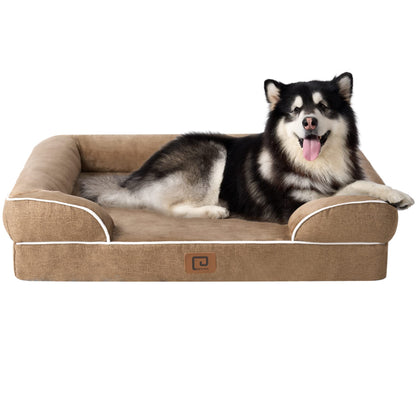 EHEYCIGA Orthopädisches Hundebett Grosse Hunde, Memory Foam Hundekorb Mittelgroße Hunde, Waschbar Hundesofa Wasserdicht rutschfest, Hundecouch mit Hohem Rand