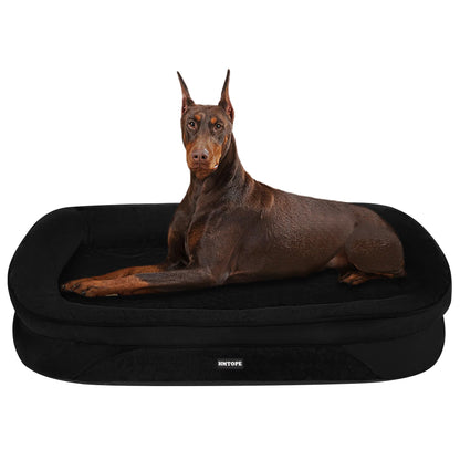 HMTOPE Orthopaedic Dog Bed, Dog Sofa, Four-Sided Bolster Cushion, Non-Slip Underside, Dog Basket, Removable and Washable, Medium Dogs, Large Dogs, 106 x 79 x 17 cm, Dark Grey