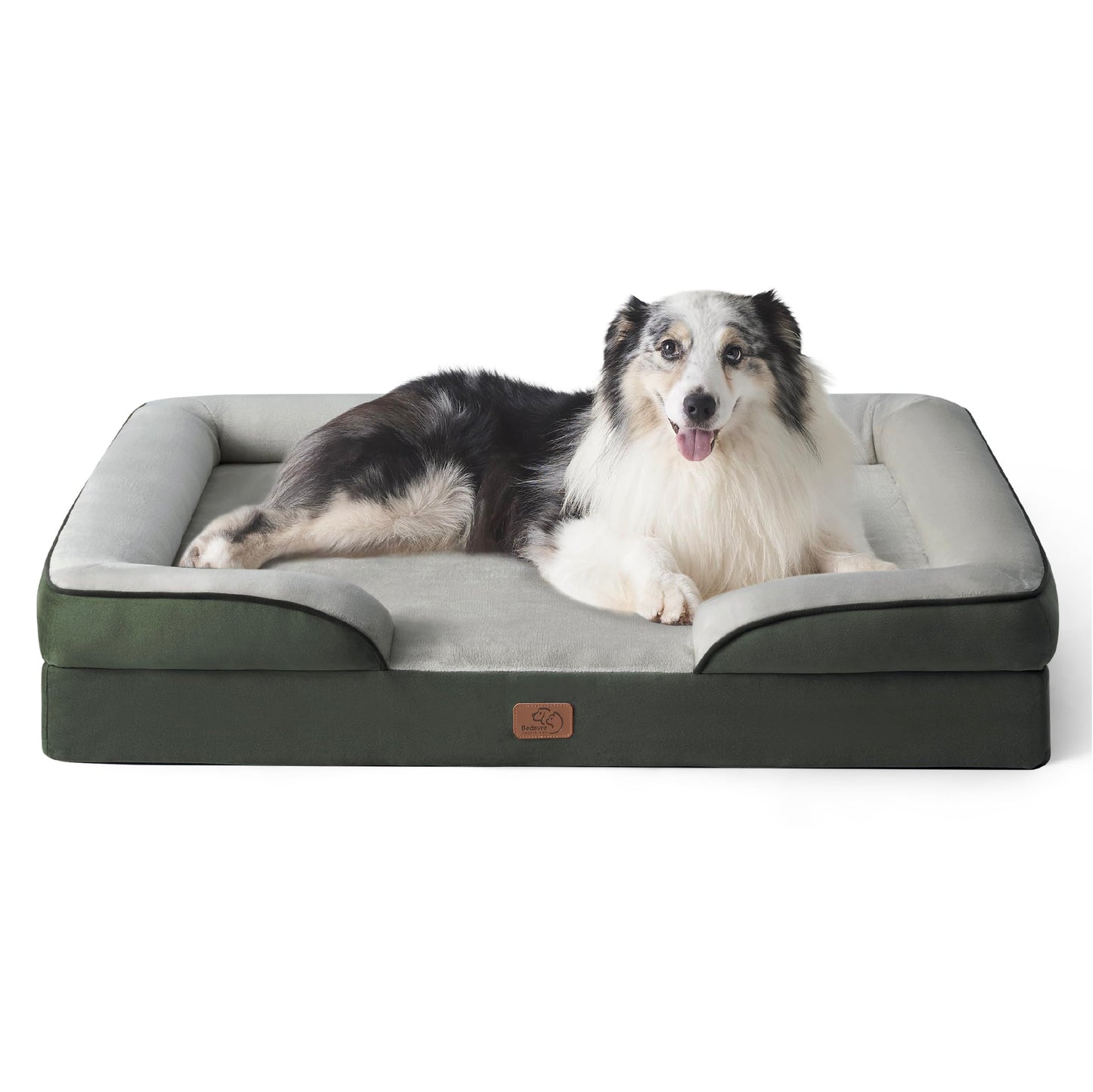 BEDSURE Orthopaedic Dog Bed, Ergonomic Dog Sofa, 89 x 63 cm, Dog Couch with Egg Carton Foam for Medium Dogs, Washable, Non-Slip Dog Beds, Grey