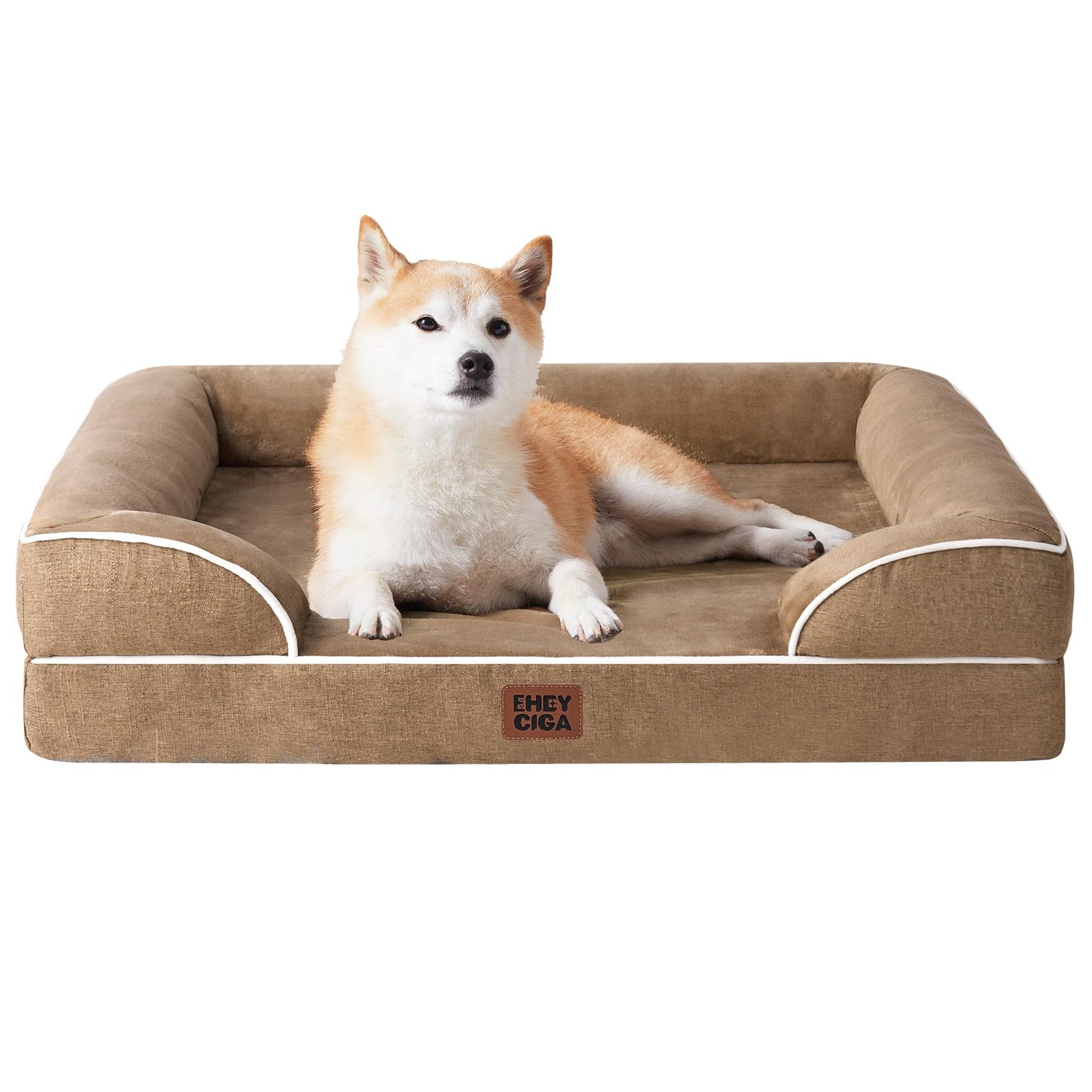 EHEYCIGA Orthopädisches Hundebett Grosse Hunde, Memory Foam Hundekorb Mittelgroße Hunde, Waschbar Hundesofa Wasserdicht rutschfest, Hundecouch mit Hohem Rand