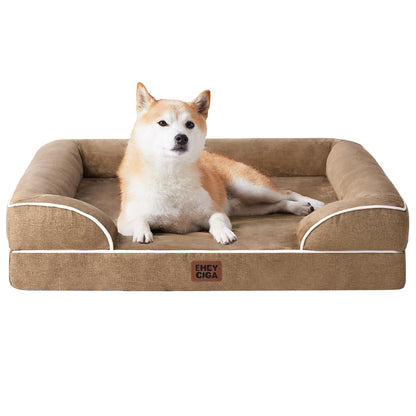 EHEYCIGA Orthopädisches Hundebett Grosse Hunde, Memory Foam Hundekorb Mittelgroße Hunde, Waschbar Hundesofa Wasserdicht rutschfest, Hundecouch mit Hohem Rand