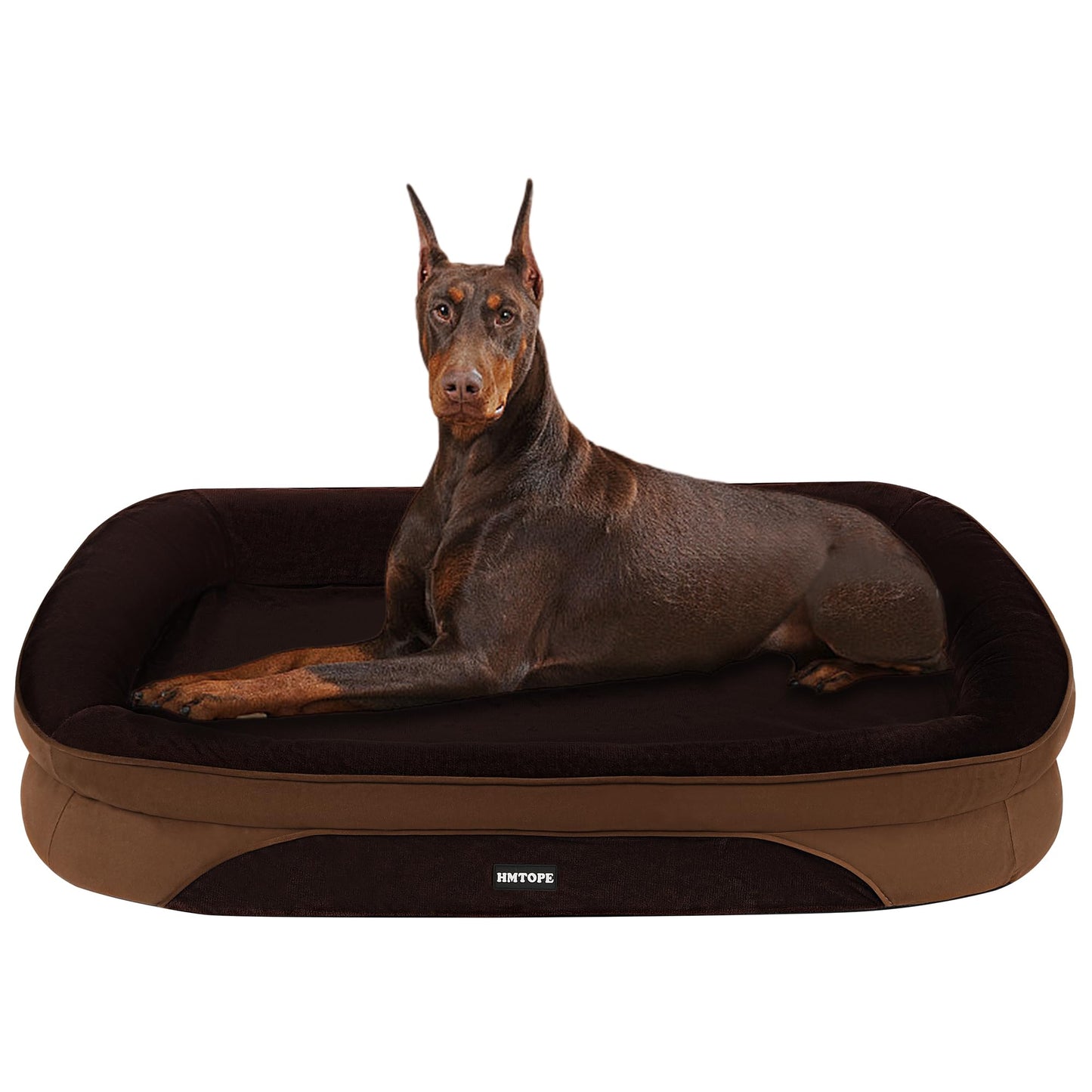 HMTOPE Orthopaedic Dog Bed, Dog Sofa, Four-Sided Bolster Cushion, Non-Slip Underside, Dog Basket, Removable and Washable, Medium Dogs, Large Dogs, 106 x 79 x 17 cm, Dark Grey