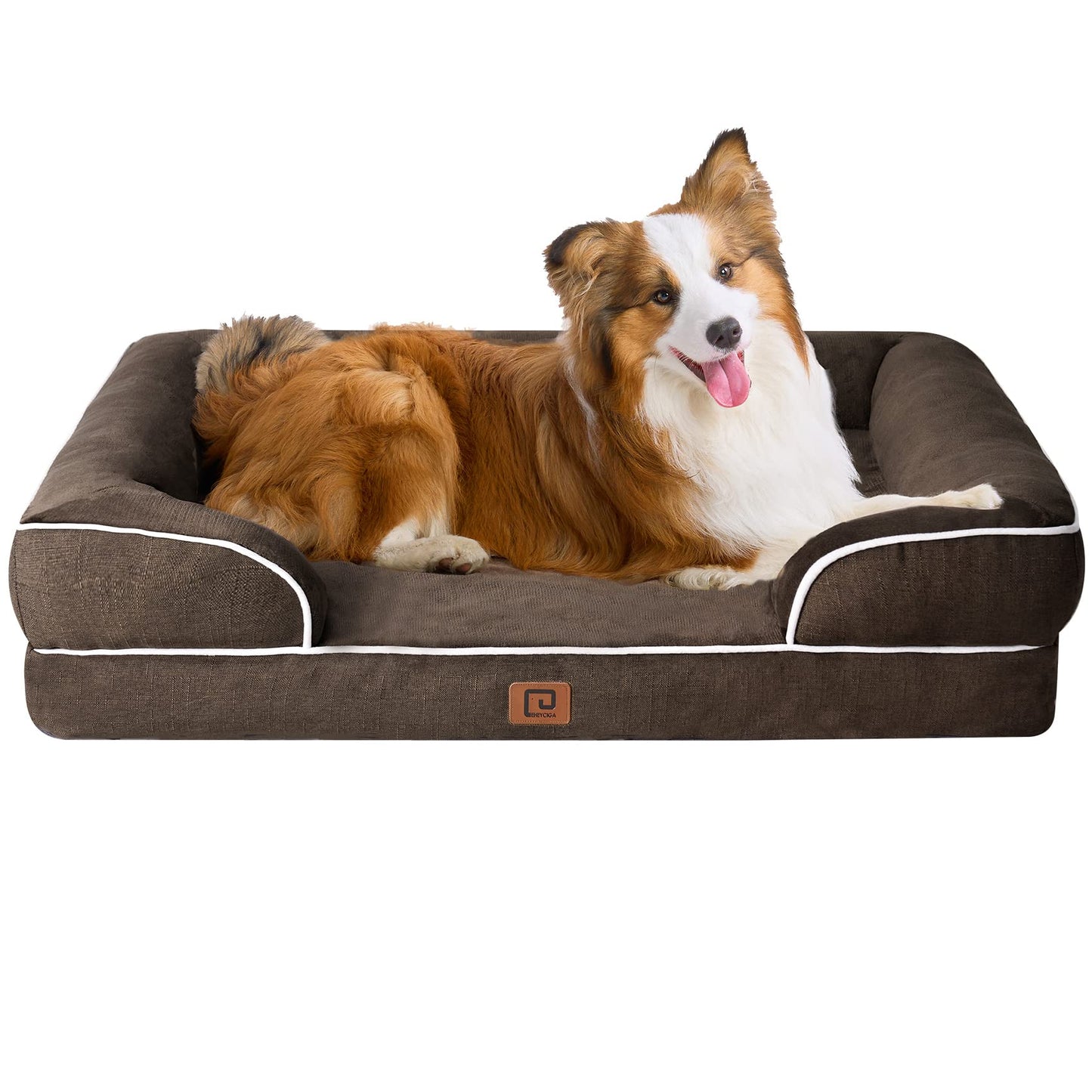 EHEYCIGA Orthopädisches Hundebett Grosse Hunde, Memory Foam Hundekorb Mittelgroße Hunde, Waschbar Hundesofa Wasserdicht rutschfest, Hundecouch mit Hohem Rand