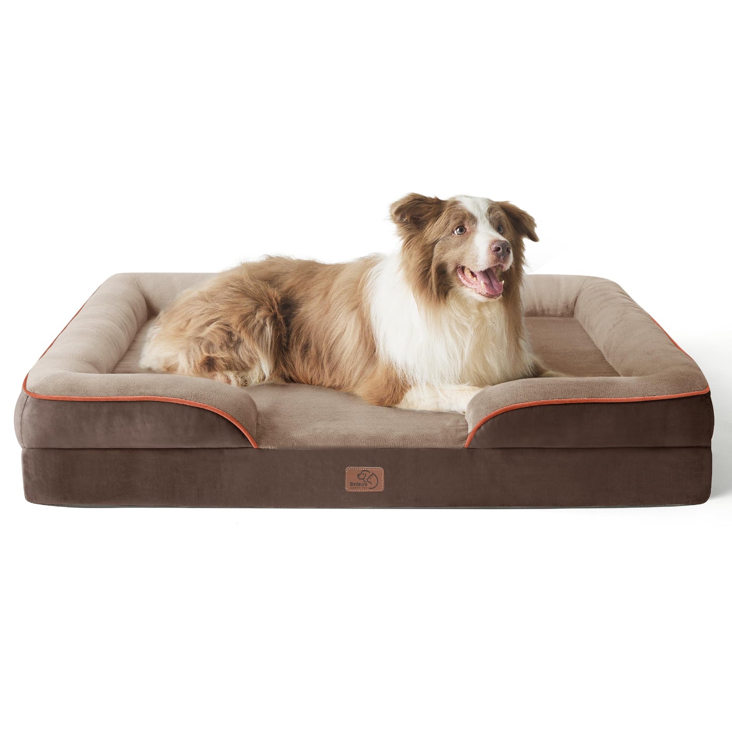 BEDSURE Orthopaedic Dog Bed, Ergonomic Dog Sofa, 89 x 63 cm, Dog Couch with Egg Carton Foam for Medium Dogs, Washable, Non-Slip Dog Beds, Grey