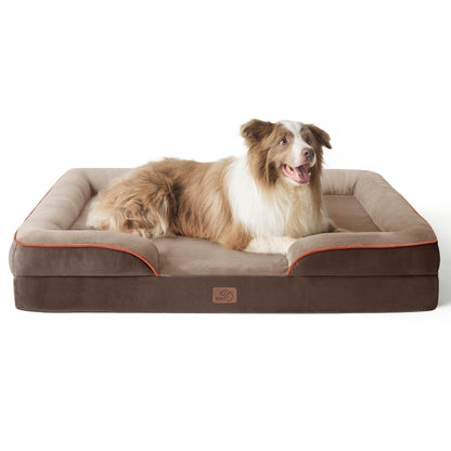 BEDSURE Orthopaedic Dog Bed, Ergonomic Dog Sofa, 89 x 63 cm, Dog Couch with Egg Carton Foam for Medium Dogs, Washable, Non-Slip Dog Beds, Grey