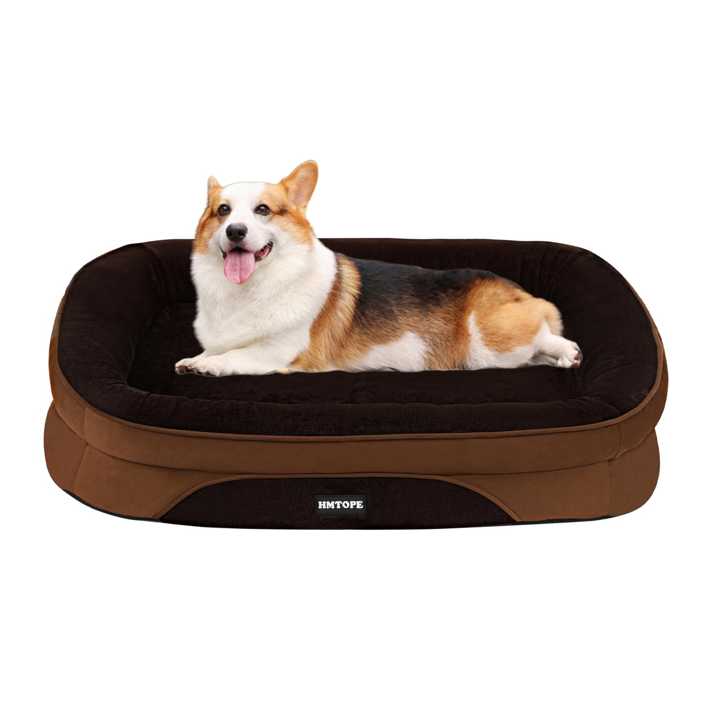 HMTOPE Orthopaedic Dog Bed, Dog Sofa, Four-Sided Bolster Cushion, Non-Slip Underside, Dog Basket, Removable and Washable, Medium Dogs, Large Dogs, 106 x 79 x 17 cm, Dark Grey