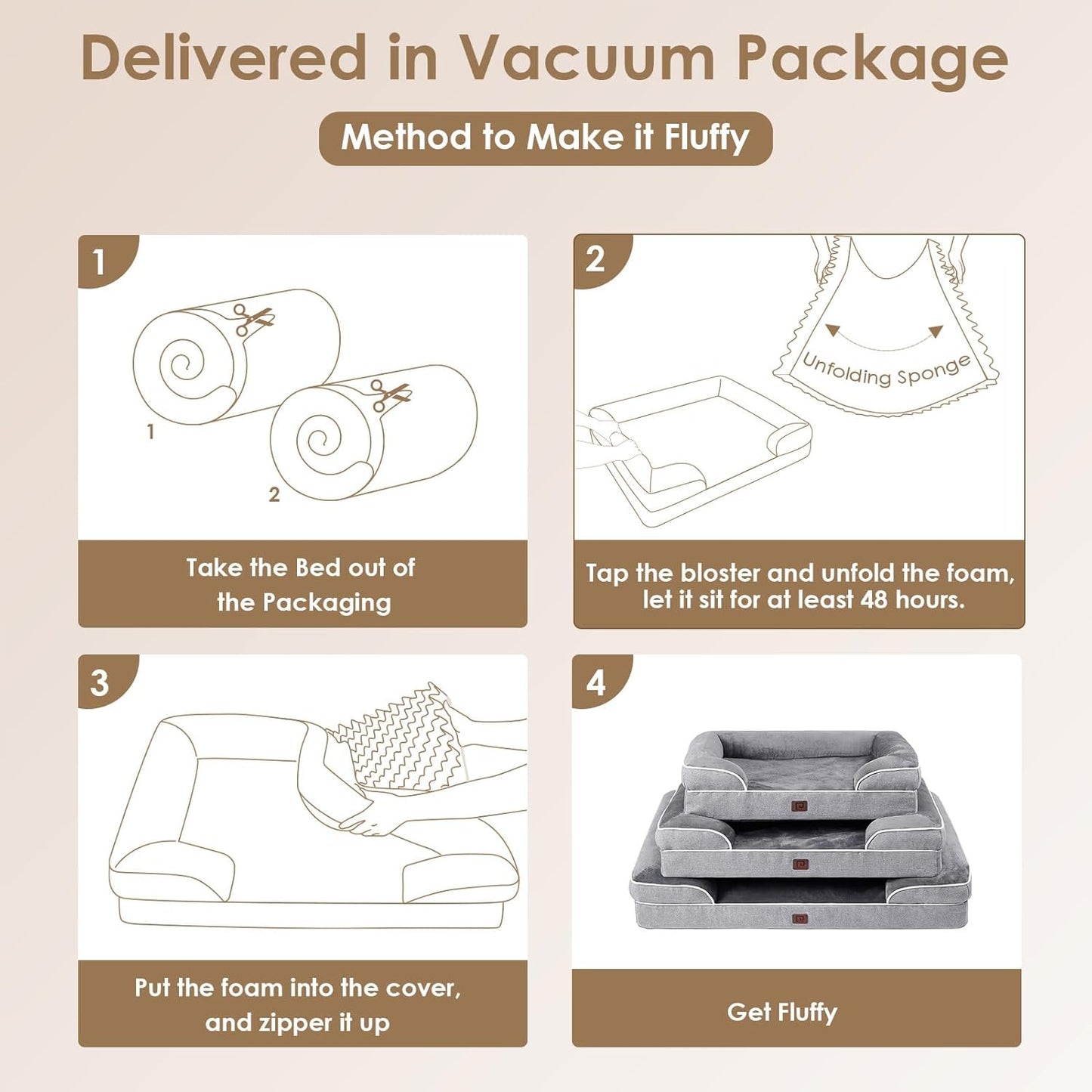 EHEYCIGA Orthopädisches Hundebett Grosse Hunde, Memory Foam Hundekorb Mittelgroße Hunde, Waschbar Hundesofa Wasserdicht rutschfest, Hundecouch mit Hohem Rand