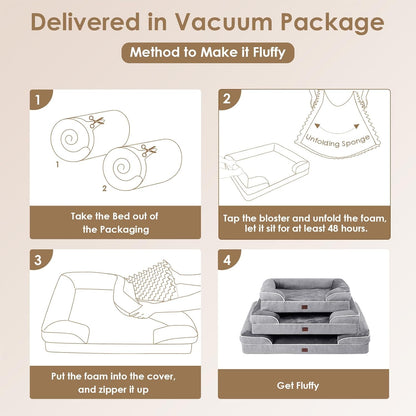 EHEYCIGA Orthopädisches Hundebett Grosse Hunde, Memory Foam Hundekorb Mittelgroße Hunde, Waschbar Hundesofa Wasserdicht rutschfest, Hundecouch mit Hohem Rand