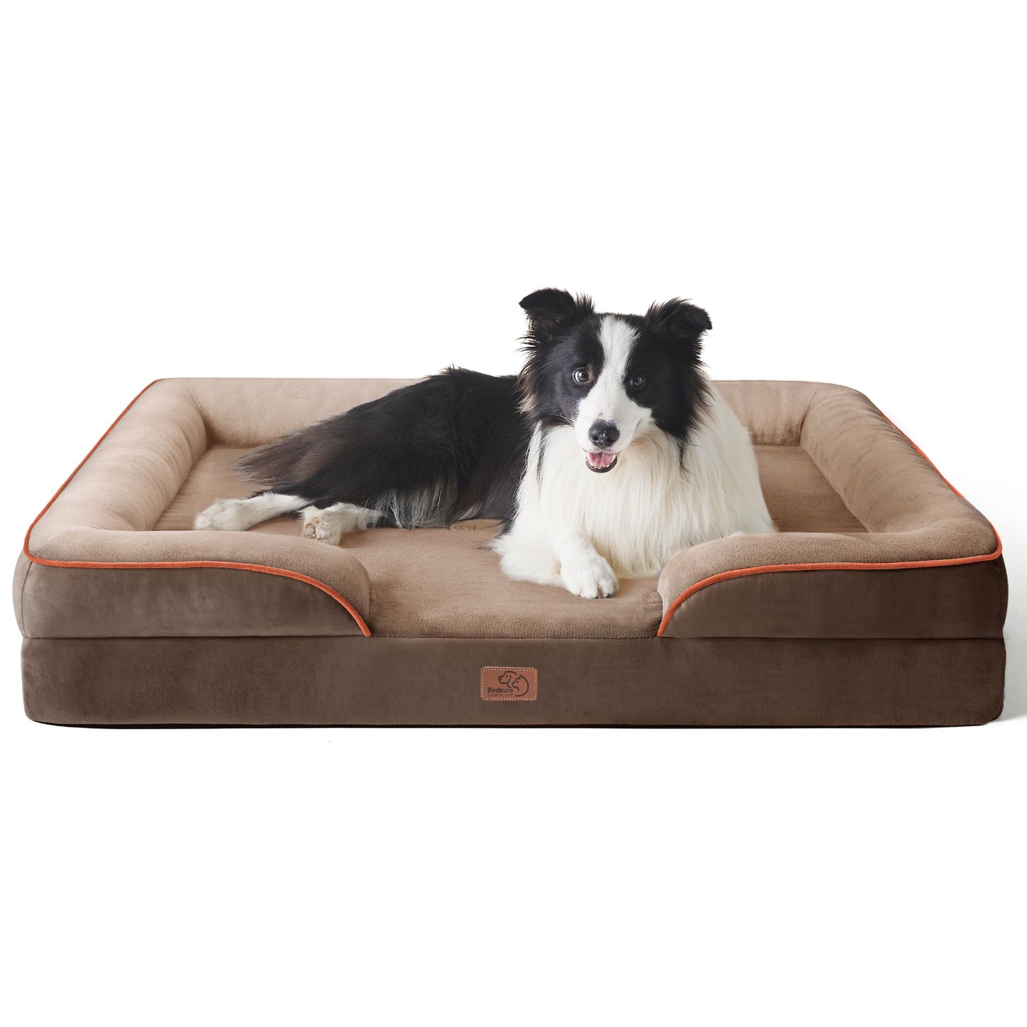 BEDSURE Orthopaedic Dog Bed, Ergonomic Dog Sofa, 89 x 63 cm, Dog Couch with Egg Carton Foam for Medium Dogs, Washable, Non-Slip Dog Beds, Grey