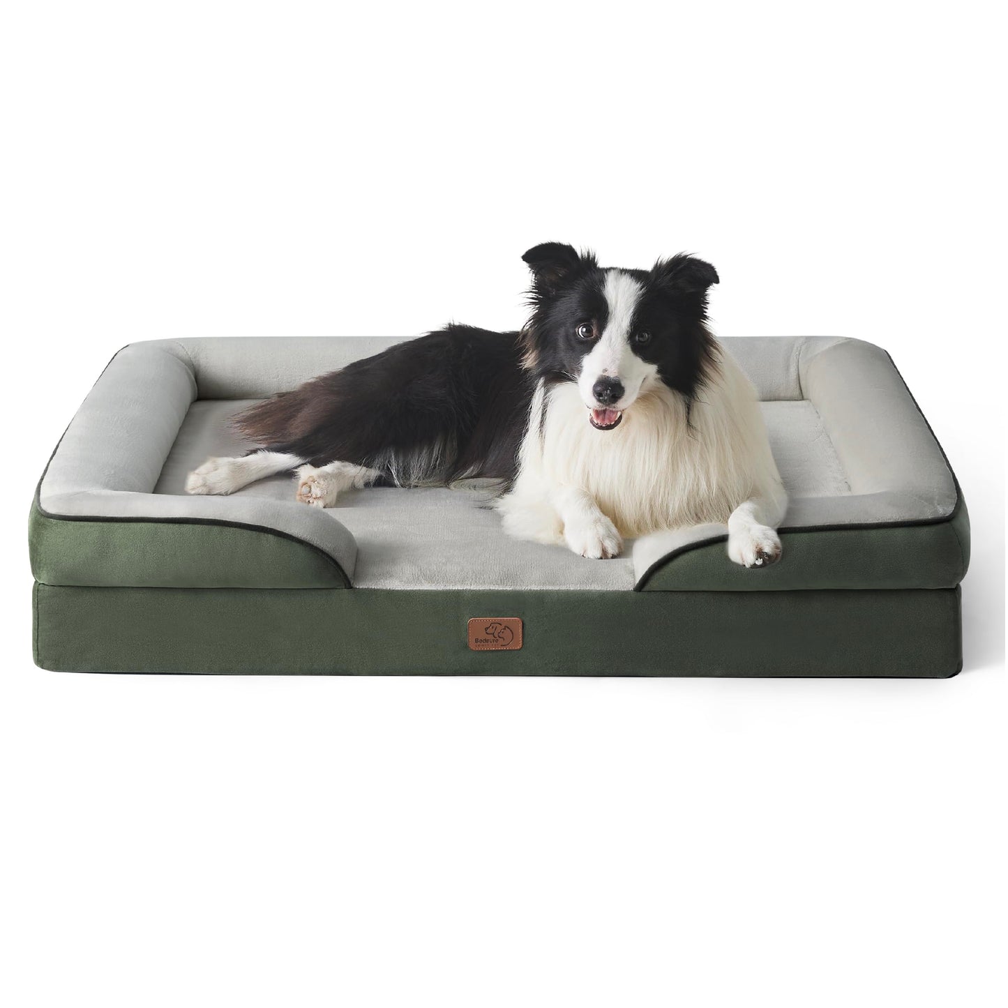 BEDSURE Orthopaedic Dog Bed, Ergonomic Dog Sofa, 89 x 63 cm, Dog Couch with Egg Carton Foam for Medium Dogs, Washable, Non-Slip Dog Beds, Grey