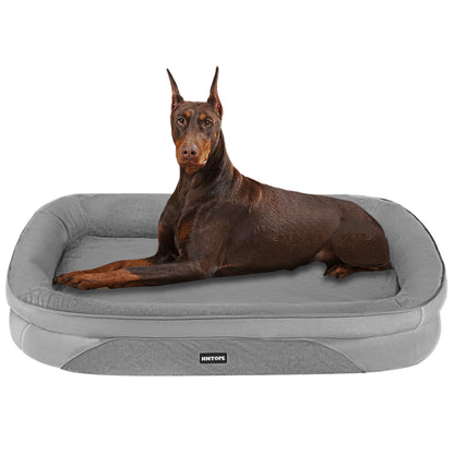 HMTOPE Orthopaedic Dog Bed, Dog Sofa, Four-Sided Bolster Cushion, Non-Slip Underside, Dog Basket, Removable and Washable, Medium Dogs, Large Dogs, 106 x 79 x 17 cm, Dark Grey