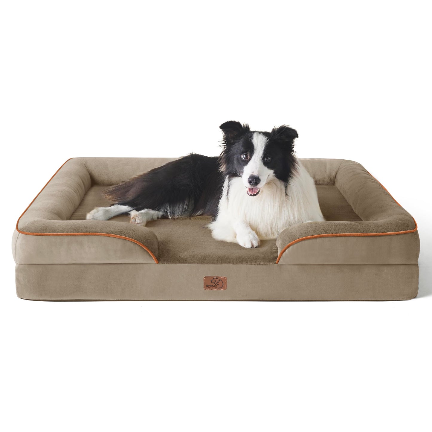 BEDSURE Orthopaedic Dog Bed, Ergonomic Dog Sofa, 89 x 63 cm, Dog Couch with Egg Carton Foam for Medium Dogs, Washable, Non-Slip Dog Beds, Grey