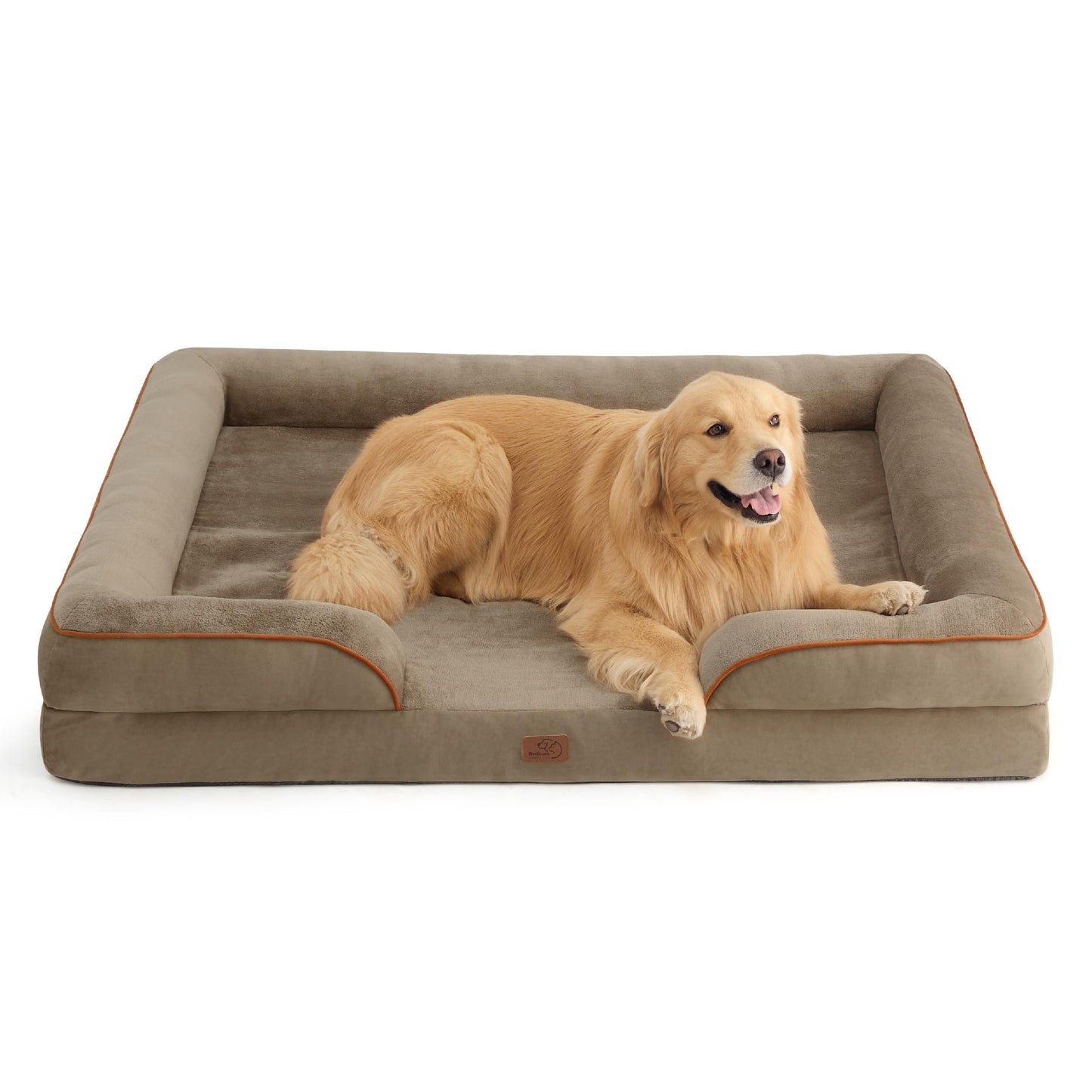 BEDSURE Orthopaedic Dog Bed, Ergonomic Dog Sofa, 89 x 63 cm, Dog Couch with Egg Carton Foam for Medium Dogs, Washable, Non-Slip Dog Beds, Grey