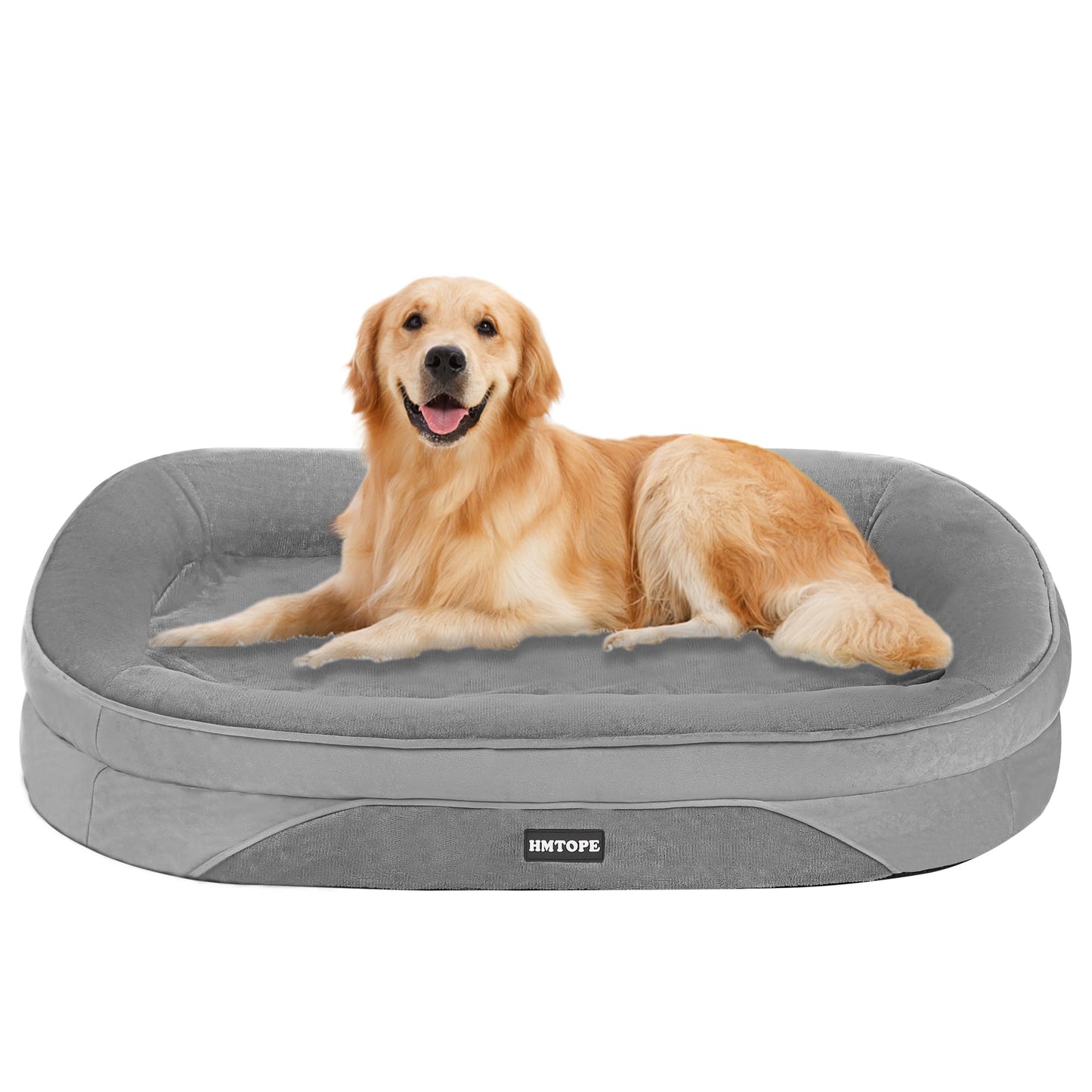 HMTOPE Orthopaedic Dog Bed, Dog Sofa, Four-Sided Bolster Cushion, Non-Slip Underside, Dog Basket, Removable and Washable, Medium Dogs, Large Dogs, 106 x 79 x 17 cm, Dark Grey
