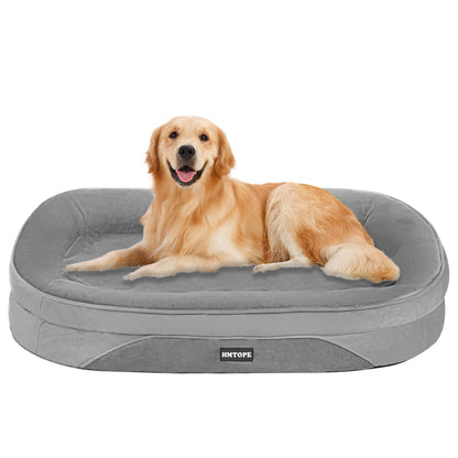 HMTOPE Orthopaedic Dog Bed, Dog Sofa, Four-Sided Bolster Cushion, Non-Slip Underside, Dog Basket, Removable and Washable, Medium Dogs, Large Dogs, 106 x 79 x 17 cm, Dark Grey