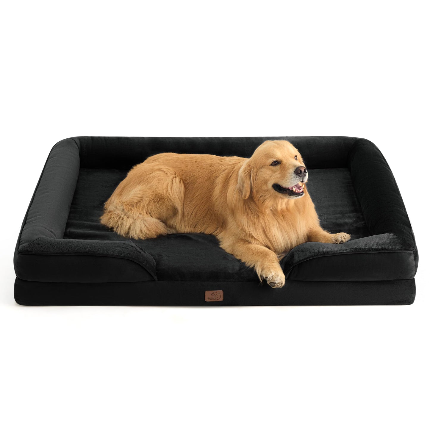 BEDSURE Orthopaedic Dog Bed, Ergonomic Dog Sofa, 89 x 63 cm, Dog Couch with Egg Carton Foam for Medium Dogs, Washable, Non-Slip Dog Beds, Grey