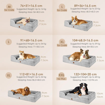 EHEYCIGA Orthopädisches Hundebett Grosse Hunde, Memory Foam Hundekorb Mittelgroße Hunde, Waschbar Hundesofa Wasserdicht rutschfest, Hundecouch mit Hohem Rand