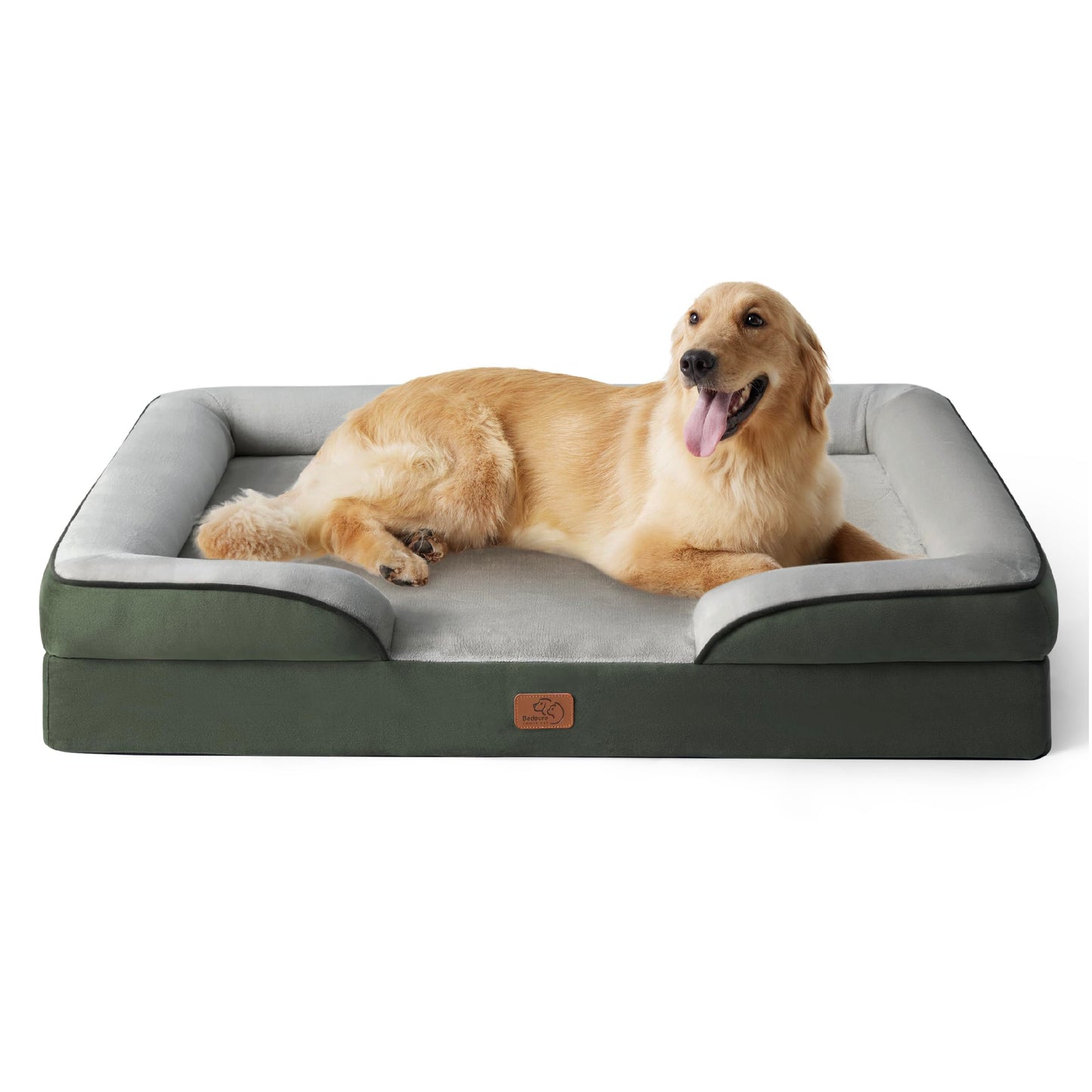 BEDSURE Orthopaedic Dog Bed, Ergonomic Dog Sofa, 89 x 63 cm, Dog Couch with Egg Carton Foam for Medium Dogs, Washable, Non-Slip Dog Beds, Grey