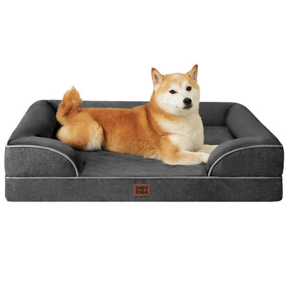 EHEYCIGA Orthopädisches Hundebett Grosse Hunde, Memory Foam Hundekorb Mittelgroße Hunde, Waschbar Hundesofa Wasserdicht rutschfest, Hundecouch mit Hohem Rand