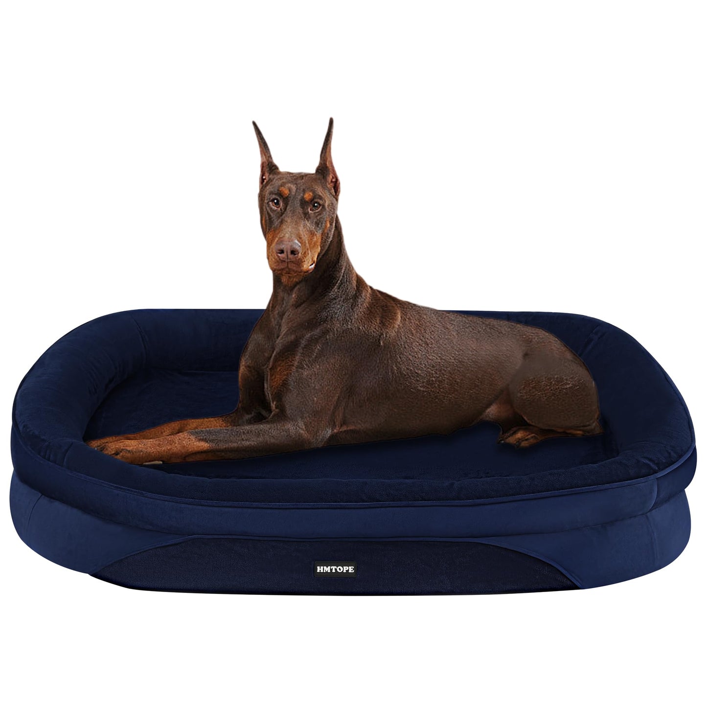 HMTOPE Orthopaedic Dog Bed, Dog Sofa, Four-Sided Bolster Cushion, Non-Slip Underside, Dog Basket, Removable and Washable, Medium Dogs, Large Dogs, 106 x 79 x 17 cm, Dark Grey