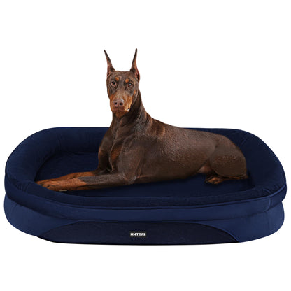 HMTOPE Orthopaedic Dog Bed, Dog Sofa, Four-Sided Bolster Cushion, Non-Slip Underside, Dog Basket, Removable and Washable, Medium Dogs, Large Dogs, 106 x 79 x 17 cm, Dark Grey