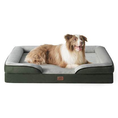 BEDSURE Orthopaedic Dog Bed, Ergonomic Dog Sofa, 89 x 63 cm, Dog Couch with Egg Carton Foam for Medium Dogs, Washable, Non-Slip Dog Beds, Grey