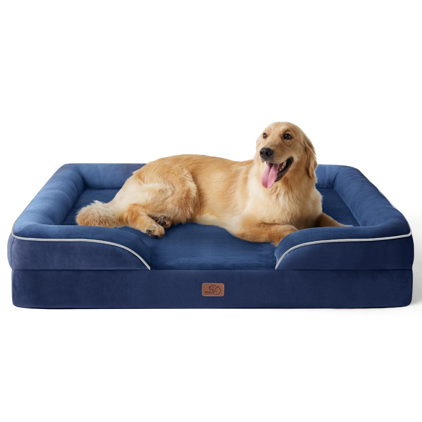 BEDSURE Orthopaedic Dog Bed, Ergonomic Dog Sofa, 89 x 63 cm, Dog Couch with Egg Carton Foam for Medium Dogs, Washable, Non-Slip Dog Beds, Grey