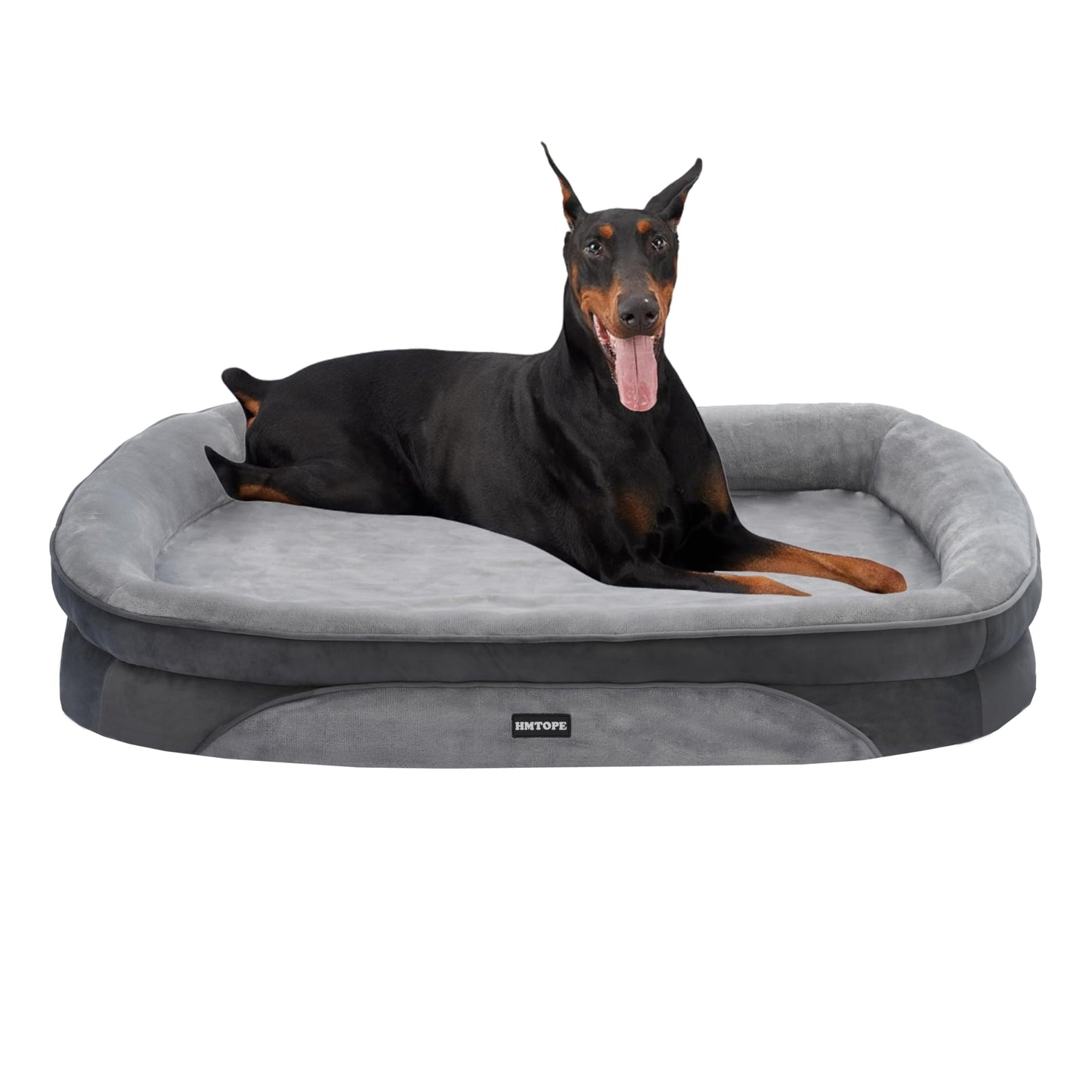 HMTOPE Orthopaedic Dog Bed, Dog Sofa, Four-Sided Bolster Cushion, Non-Slip Underside, Dog Basket, Removable and Washable, Medium Dogs, Large Dogs, 106 x 79 x 17 cm, Dark Grey