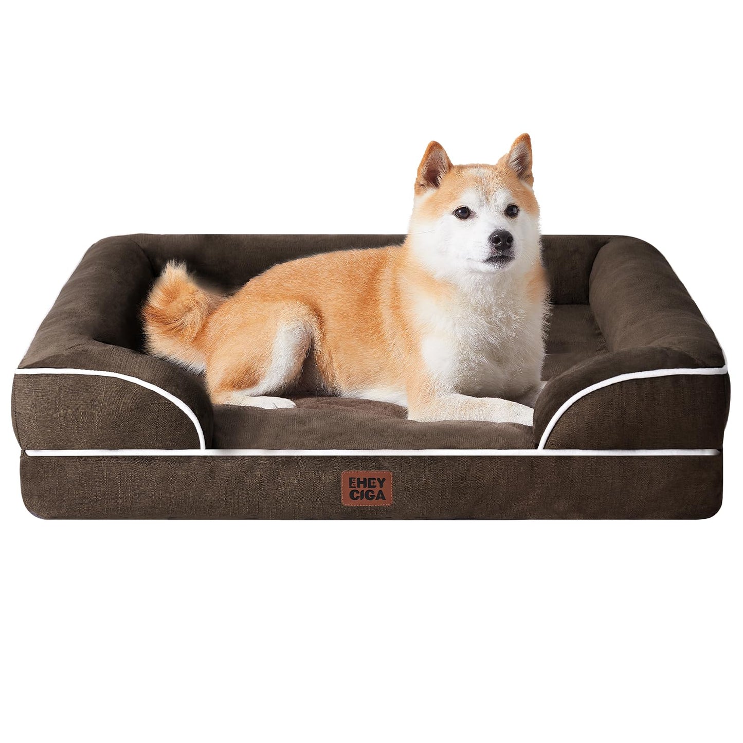 EHEYCIGA Orthopädisches Hundebett Grosse Hunde, Memory Foam Hundekorb Mittelgroße Hunde, Waschbar Hundesofa Wasserdicht rutschfest, Hundecouch mit Hohem Rand