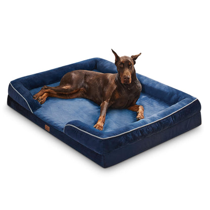 BEDSURE Orthopaedic Dog Bed, Ergonomic Dog Sofa, 89 x 63 cm, Dog Couch with Egg Carton Foam for Medium Dogs, Washable, Non-Slip Dog Beds, Grey