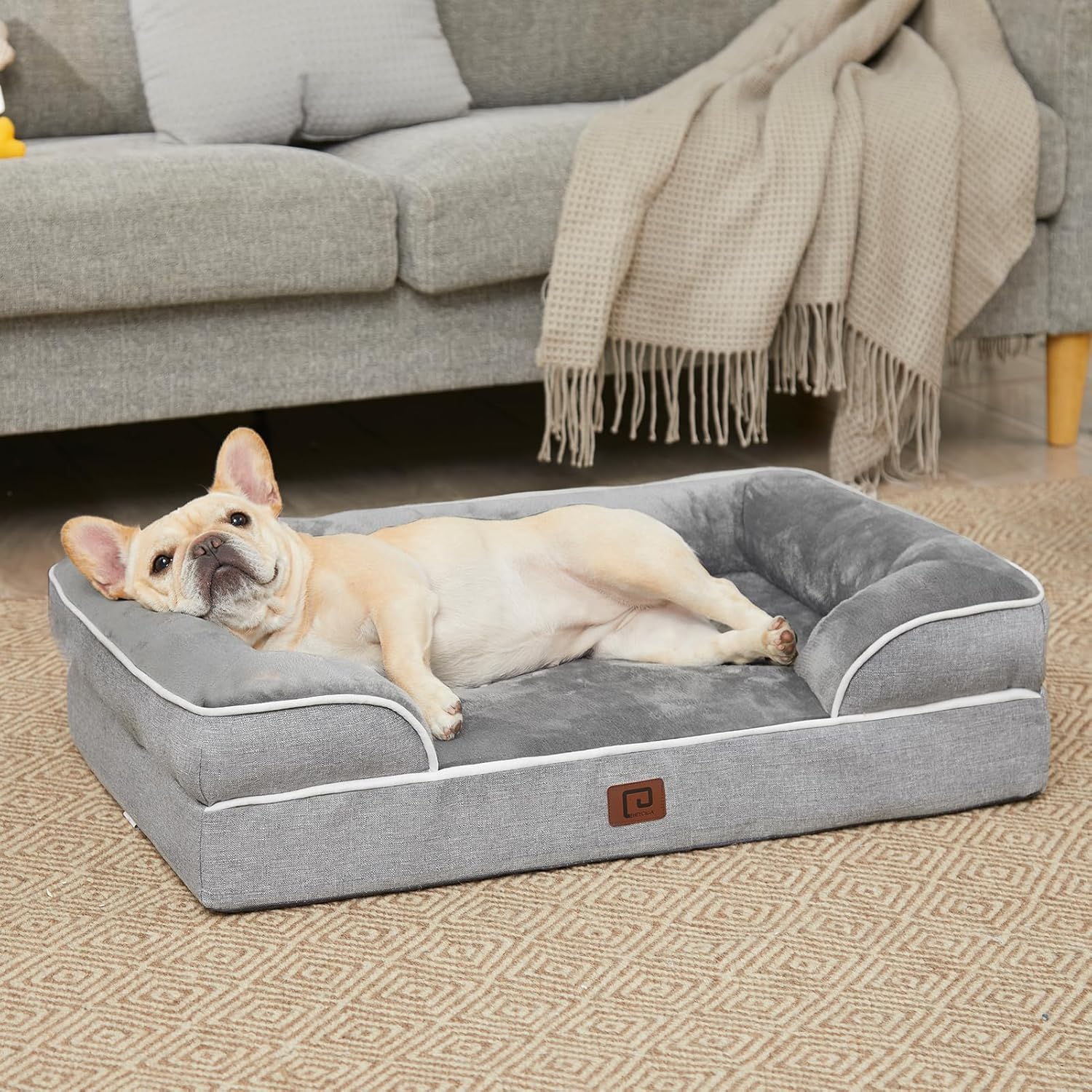 EHEYCIGA Orthopädisches Hundebett Grosse Hunde, Memory Foam Hundekorb Mittelgroße Hunde, Waschbar Hundesofa Wasserdicht rutschfest, Hundecouch mit Hohem Rand