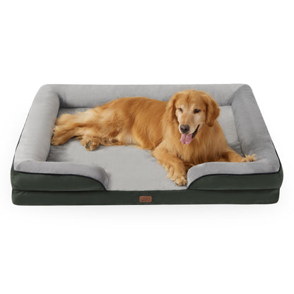 BEDSURE Orthopaedic Dog Bed, Ergonomic Dog Sofa, 89 x 63 cm, Dog Couch with Egg Carton Foam for Medium Dogs, Washable, Non-Slip Dog Beds, Grey